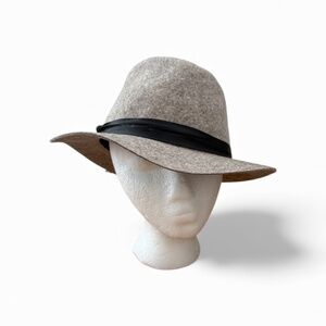 ORVIS 100% Wool Fedora Hat Leather Strap Trim Size Medium